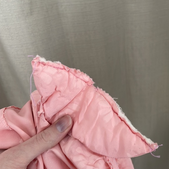 Vintage 1940s Pink Taffeta Flower & Bow Novelty Print Blouse -Peplum Puff Sleeve - Picture 12 of 16